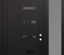 Modern Steel Front Door Diamond C8 50" x 96" black/black mirrored Glass Panel black LHI with Sidelite and Transom frosted Glass