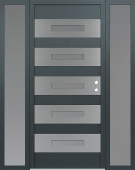 Diamond D9 68" x 80" anthracite/anthracite frosted Glass Panel stainless steel LHI with 2 Sidelites frosted Glass