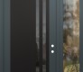 Modern Steel Front Door Diamond C6 48" x 96" anthracite/anthracite mirrored Glass Panel black LHI with Sidelite and Transom clear Glass