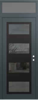 Diamond C2 36" x 96" anthracite/anthracite mirrored Glass Panel black LHI with Transom frosted Glass