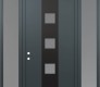 Modern Steel Front Door DIAMOND A12 64" X 96" ANTHRACITE/ANTHRACITE FROSTED GLASS PANEL BLACK RHI WITH 2 SIDELITES AND TRANSOM FROSTED GLASS