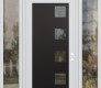 Modern Steel Front Door Diamond C5 64" x 96" white/white clear Glass Panel black LHI with 2 Sidelites and Transom clear Glass