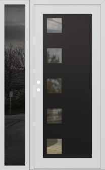 Diamond C5 50" x 80" white/white clear Glass Panel black RHI with Sidelite mirrored Glass