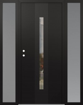 DIAMOND A2 64" X 80" BLACK/BLACK CLEAR GLASS PANEL BLACK RHI WITH 2 SIDELITES FROSTED GLASS