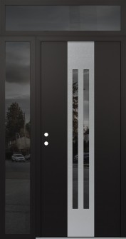 DIAMOND A8 48" X 96" BLACK/BLACK MIRRORED GLASS PANEL STAINLESS STEEL RHI WITH SIDELITE AND TRANSOM MIRRORED GLASS