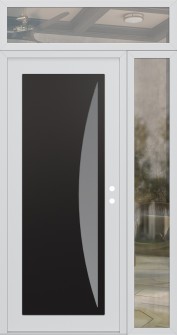 Diamond C13 50" x 96" white/white frosted Glass Panel black LHI with Sidelite and Transom clear Glass