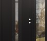 Modern Steel Front Door DIAMOND A4 50" X 80" BLACK/BLACK CLEAR GLASS PANEL BLACK LHI WITH SIDELITE CLEAR GLASS