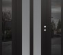 Modern Steel Front Door Diamond C14 60" x 80" black/white frosted Glass Panel black LHI with 2 Sidelites mirrored Glass