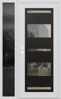 Diamond C10 50" x 80" white/white clear Glass Panel black RHI with Sidelite mirrored Glass