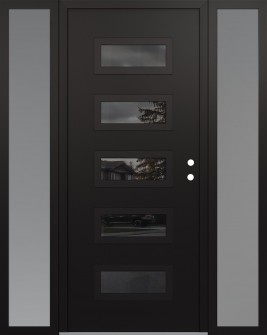 Diamond D1 68" x 80" black/black mirrored Glass Panel black LHI with 2 Sidelites frosted Glass