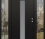 Modern Steel Front Door DIAMOND A11 64" X 80" BLACK/WHITE FROSTED GLASS PANEL BLACK LHI WITH 2 SIDELITES CLEAR GLASS
