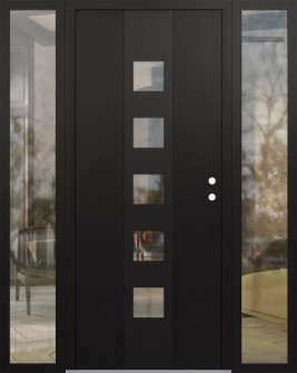 DIAMOND A13 68" X 80" BLACK/BLACK CLEAR GLASS PANEL BLACK LHI WITH 2 SIDELITES CLEAR GLASS