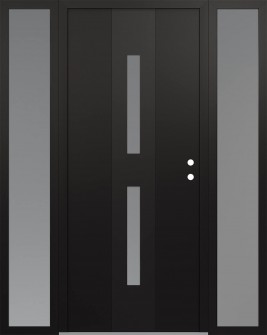 DIAMOND A6 68" X 80" BLACK/WHITE FROSTED GLASS PANEL BLACK LHI WITH 2 SIDELITES FROSTED GLASS