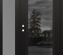 Modern Steel Front Door Diamond C1 50" x 80" black/black mirrored Glass Panel black RHI with Sidelite frosted Glass
