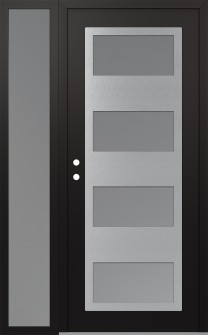 Diamond C2 48" x 80" black/white frosted Glass Panel stainless steel RHI with Sidelite frosted Glass