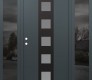 Modern Steel Front Door DIAMOND A13 64" X 80" ANTHRACITE/ANTHRACITE FROSTED GLASS PANEL BLACK RHI WITH 2 SIDELITES MIRRORED GLASS