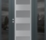 Modern Steel Front Door Diamond C2 68" x 80" anthracite/anthracite frosted Glass Panel stainless steel RHI with 2 Sidelites mirrored Glass