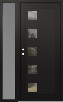 Diamond C5 48" x 80" black/black clear Glass Panel black RHI with Sidelite frosted Glass