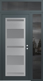 Diamond C10 48" x 96" anthracite/anthracite frosted Glass Panel stainless steel LHI with Sidelite and Transom mirrored Glass