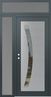 Diamond C4 50" x 96" anthracite/anthracite clear Glass Panel stainless steel RHI with Sidelite and Transom frosted Glass
