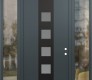 Modern Steel Front Door DIAMOND A13 68" X 96" ANTHRACITE/ANTHRACITE FROSTED GLASS PANEL BLACK LHI WITH 2 SIDELITES AND TRANSOM CLEAR GLASS