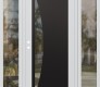 Modern Steel Front Door Diamond C13 68" x 80" white/white clear Glass Panel black RHI with 2 Sidelites clear Glass