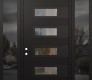 Modern Steel Front Door Diamond D3 60" x 96" black/black clear Glass Panel black RHI with 2 Sidelites and Transom mirrored Glass