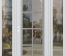 Modern Steel Front Door Diamond C16 64" x 80" white/white clear Glass Panel stainless steel RHI with 2 Sidelites clear Glass