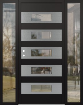 Diamond D5 64" x 80" black/black clear Glass Panel stainless steel RHI with 2 Sidelites clear Glass
