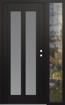 Diamond C14 48" x 80" black/white frosted Glass Panel black LHI with Sidelite clear Glass