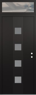DIAMOND A12 36" X 96" BLACK/WHITE FROSTED GLASS PANEL BLACK LHI WITH TRANSOM CLEAR GLASS