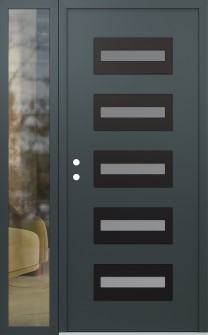 Diamond D4 50" x 80" anthracite/anthracite frosted Glass Panel black RHI with Sidelite clear Glass