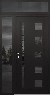 Diamond C3 52" x 96" black/black mirrored Glass Panel black RHI with Sidelite and Transom mirrored Glass