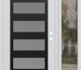 Modern Steel Front Door Diamond C9 48" x 80" white/white frosted Glass Panel black LHI with Sidelite clear Glass