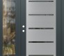 Modern Steel Front Door Diamond C11 52" x 80" anthracite/anthracite mirrored Glass Panel stainless steel RHI with Sidelite clear Glass