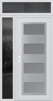 Diamond C2 48" x 96" white/white frosted Glass Panel stainless steel RHI with Sidelite and Transom mirrored Glass