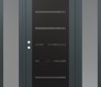Modern Steel Front Door Diamond C11 60" x 80" anthracite/anthracite mirrored Glass Panel black RHI with 2 Sidelites frosted Glass