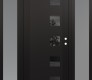 Modern Steel Front Door Diamond C5 68" x 80" black/black mirrored Glass Panel black LHI with 2 Sidelites frosted Glass