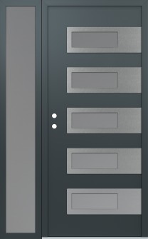 Diamond D3 52" x 80" anthracite/anthracite frosted Glass Panel stainless steel RHI with Sidelite frosted Glass