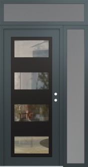 Diamond C2 52" x 96" anthracite/anthracite clear Glass Panel black LHI with Sidelite and Transom frosted Glass