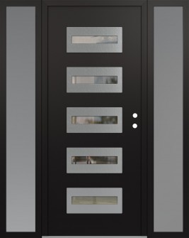 Diamond D4 60" x 80" black/black clear Glass Panel stainless steel LHI with 2 Sidelites frosted Glass