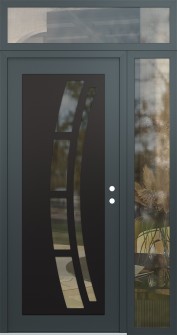 Diamond C12 48" x 96" anthracite/anthracite clear Glass Panel black LHI with Sidelite and Transom clear Glass