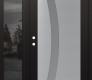 Modern Steel Front Door Diamond C4 50" x 80" black/white frosted Glass Panel stainless steel RHI with Sidelite mirrored Glass