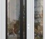 Modern Steel Front Door Diamond C15 52" x 96" white/white clear Glass Panel black LHI with Sidelite and Transom clear Glass