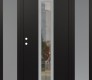 Modern Steel Front Door DIAMOND A1 64" X 80" BLACK/BLACK CLEAR GLASS PANEL STAINLESS STEEL RHI WITH 2 SIDELITES FROSTED GLASS