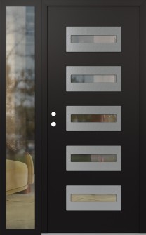 Diamond D4 50" x 80" black/black clear Glass Panel stainless steel RHI with Sidelite clear Glass