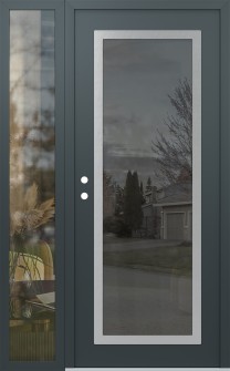 Diamond C1 50" x 80" anthracite/anthracite mirrored Glass Panel stainless steel RHI with Sidelite clear Glass