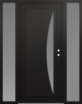 Diamond C13 68" x 80" black/white frosted Glass Panel black LHI with 2 Sidelites frosted Glass