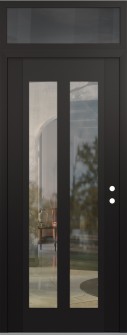 Diamond C14 36" x 96" black/black clear Glass Panel black LHI with Transom mirrored Glass