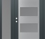 Modern Steel Front Door Diamond C2 48" x 80" anthracite/anthracite frosted Glass Panel stainless steel RHI with Sidelite frosted Glass